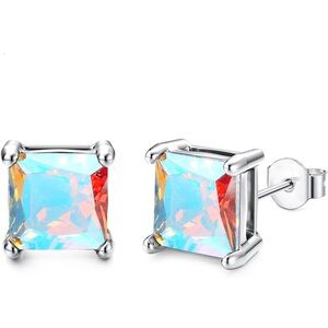 Silver Cubic Zirconia Stud Earrings 5mm NIP